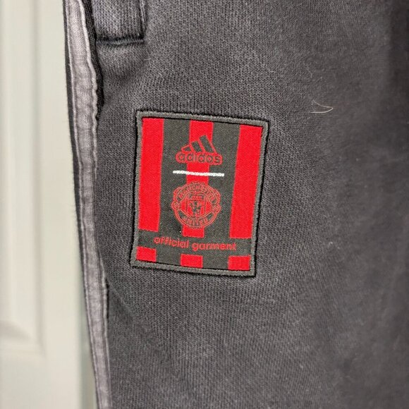 ADIDAS Manchester United Sweatpants Mens L Official Garment Black Red Drawstring - Picture 5 of 7